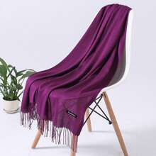 1pc Women 27.6"X74.8" Tassel Imitation Cashmere Long Thin Scarf, Minimalist Elegant Air Conditioning Shawl, Soft Breathable Warm Scarf, Suitable For Daily Outings, Dates, Sunshade, Warmth, All Seasons - Multicolor - View 18