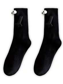 4 Pairs Casual Cartoon Magnetic Couple Socks Suitable For Men And Women, Random Design, Knitted Material, Ideal For Friends, Boyfriend, Christmas, Valentine's Day Gift, All Seasons - Multicolor - View 10