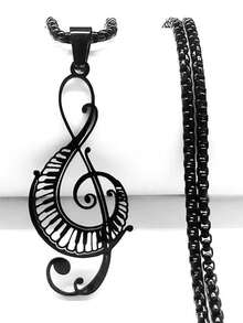 2025 Musical Note Hollow Pendant Necklace Women Piano Keys Stainless Steel Goth Necklace Music Symbol Gift Jewelry Gift - Necklace - View 1