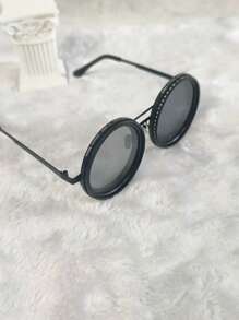 1 pieza Gafas de moda giratorias de estilo retro de spandex, adecuadas para fiestas, reuniones, viajes, moda, estilo steampunk con brillo ajustable, marco de aleación, marco negro con lente gris, excelente para baile de máscaras y accesorios de moda, gafas de moda estilo steampunk, gafas de moda con marco de aleación para verano, playa, viajes, al aire libre