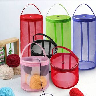 1 pieza Bolsa de malla de PVC multicolor y de varios tamaños, organizador de herramientas de ganchillo DIY