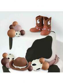 1pc/2pcs/23pcsRodeo Cake Decorations, Cowboy Theme Birthday Cake Decorations Brown White Ball Cake Decorations, Western Cowboy Hat Cowboy Boots Soft Clay Decoration Cake Decorations, Suitable For Cowboy Theme Party Cake Decorations, Western Style Cake Decorations, Suitable For Men's Birthday Cake Decorations, Retirement Party Cake Decorations - Multicolor - View 4