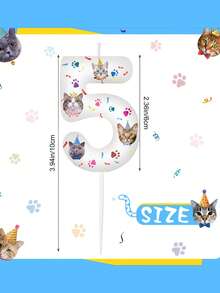可爱猫咪数字0-9动物主题生日周年纪念1岁生日派对蛋糕装饰蜡烛 - 彩色 - 查看 4