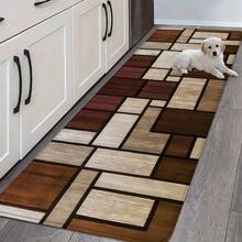 1pc/2pcs Creative Modern Minimalist Geometric Color Block Printed High Elasticity Absorbent Non-Slip Kitchen Floor Mat, Kitchen Mat Set, Bathroom Mat, Decor Mat, Hallway Mat