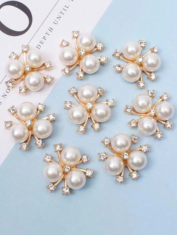 10 peças Decoração de costura diy decoração de pérola falso branco diy minimalista abdômen em forma de flor para