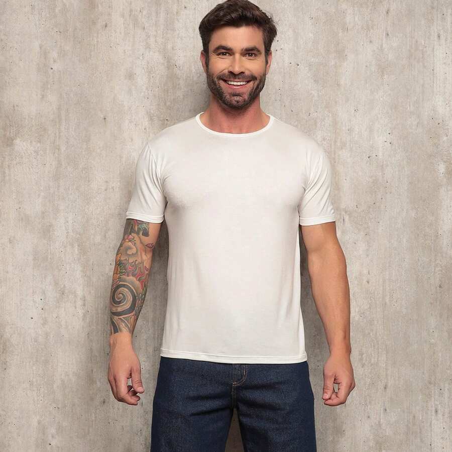 REALIZZI Kit 2 Basic Tech Rzi Men's T-Shirt, Comfort ModalKit 2 Basic Tech Rzi Men's T-Shirt, Comfort Modal - 白色 - 查看 1