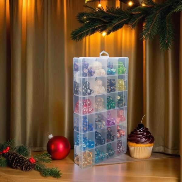 Dice Storage Box Each 24 Grids Polyhedral Dice Organizer With Removable Dividers Holding