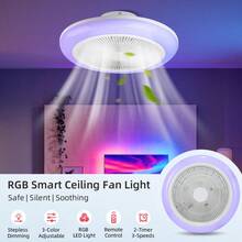 72W Extra Large Remote Control Ceiling Fan Light, Adjustable Brightness & Fan Speed, 50cm LED Home Ceiling Fan Lamp, AC85-265V RGB+3 Color Changing+Stepless Dimming, Modern For Bedroom/Living Room/Dining Room - Fan Light Large Size - View 12