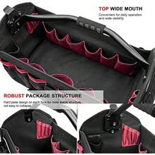 HAUTMEC 18.5 HeavyDuty Tool Bag 1680D WaterResistant OpenTop Tool Tote 39Pockets Pro Electrician Tool Bag With Rotating Handle And Shoulder Strap HT0178