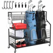 Golf Storage Rack Organizer For Garage Extra Large Golf Bag Stand For 2 Bags Club Holder - Black - View 1