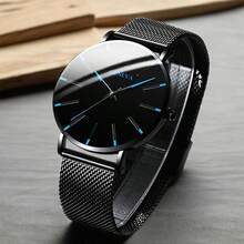 3pcs Geneva Men's Quartz Watch Set, Fashion Analog Display, Round Alloy Case, Shock Resistant, Silicone Strap, With Non-Rechargeable Button Battery, Suitable For Stylish Watch Set - Black - View 2