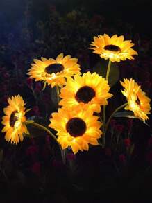 1 Peça Luz Solar de Girassol, 3 Luzes Solares de Jardim em Formato de Girassol com LED, Luz Solar Coluna para Uso Externo, Adequado para Quintal, Jardim, Passagem, Pátio, Alpendre, Decoração de Primavera