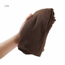 1条轻薄褶皱女士纯色卷边围巾，柔软透气马来西亚披肩，可搭配连衣裙