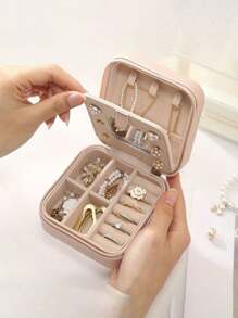 1pc Jewelry Storage Box With Mirror, PU Leather Jewelry Box, Jewelry Organizer, Travel Storage Box, Portable Jewelry Box, For Rings, Necklaces, Earrings, Pendants, Bracelets, Earring Storage, Cruise Essentials, Travel Essentials, Multi-Function Jewelry Storage Display Box, Gift Box For Girls And Women, Valentine's Day Gifts, Easter Gifts, Holiday Gifts.