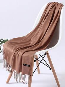 1pc Women 27.6"X74.8" Tassel Imitation Cashmere Long Thin Scarf, Minimalist Elegant Air Conditioning Shawl, Soft Breathable Warm Scarf, Suitable For Daily Outings, Dates, Sunshade, Warmth, All Seasons - Multicolor - View 7
