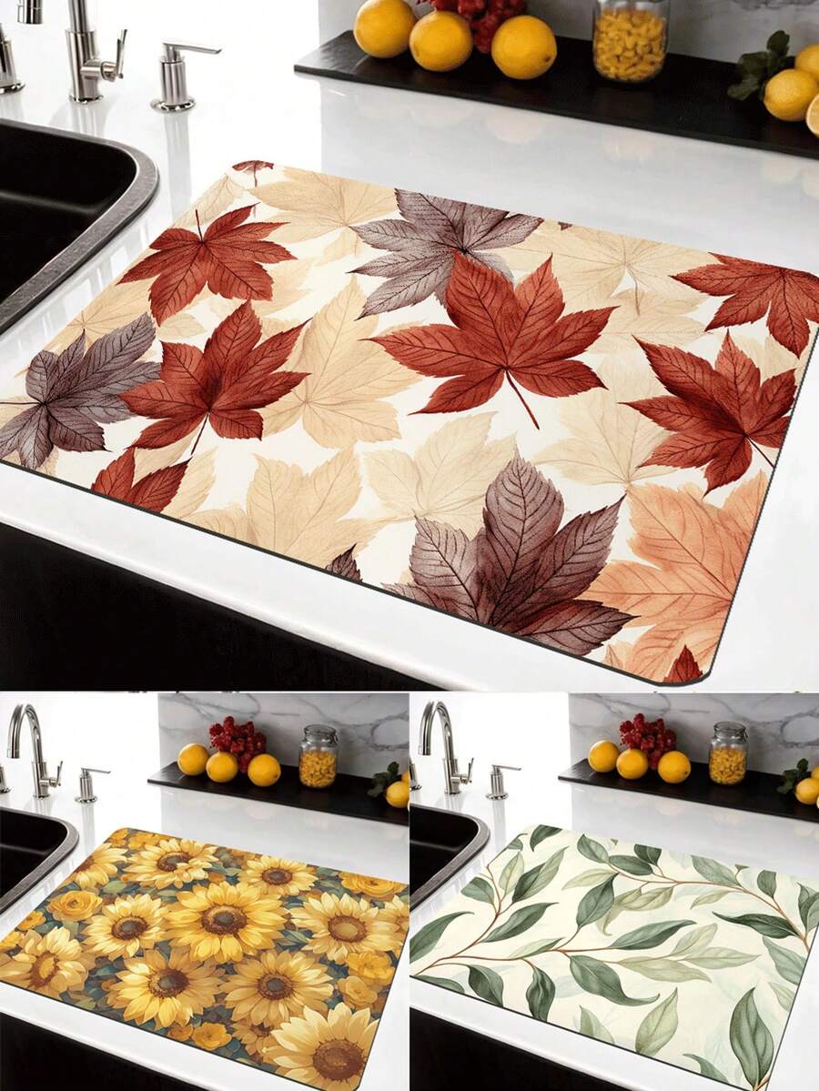 Dessous de verre à motif floral vintage, sets de table, tapis de séchage de vaisselle, sous-tasses, sets de table, tapis de bureau, tapis de bar, tapis de séchage d'ustensiles, tapis alimentaire, tapis résistant à la chaleur. Convient pour restaurant, cuisine, salon, bar à café, fête, hôtel, décoration de restaurant, décoration de cuisine, cadeau de fête