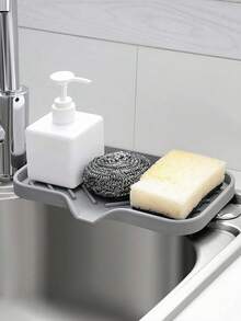 1 件硅胶滴水盘、厨房水槽防溅罩 - 水龙头硅胶滴水过滤器、滴水盘、水龙头后面的器具皂液器和海绵架、适用于厨房和浴室台面的小型厨房水槽配件、浴室装饰、浴室、浴室配件。