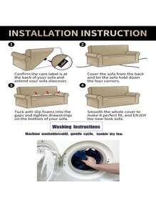 1pc Geometric Lines Printed Elastic Sofa Cover, All-Season Sofa Protector, Home Decor