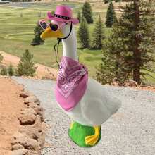 3pcs Western Cowboy Porch Goose Outfits For 23"/ 17'' Lawn Cement Goose Statue Clothes Cowboy Hat Sunglasses With Bandana Scarf