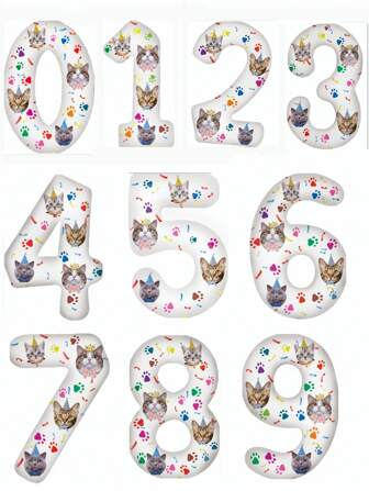Velas decorativas con números del 0 al 9 en diseño de gatos, para decorar tartas de cumpleaños, aniversarios o primer cumpleaños