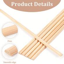 Wood Craft Sticks Half Round Dowel Rod For Braiding Tapestry Arch  White 35.1x0.7x0.35cm - Beige - View 5