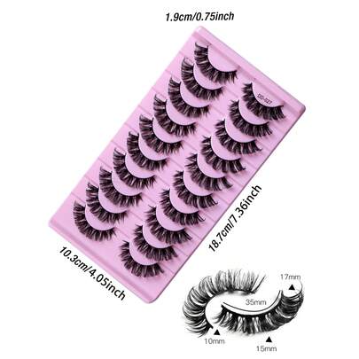 10 Pairs Women's Fashion False Eyelashes, Pink Tray Design, Full & Fluffy, Ultr…