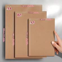 A4/B5/A5 空白笔记本，牛皮纸办公完美装订笔记本 - 日记本/日记本 - 用于考试准备的简约牛皮纸笔记本 - 复古空白设计，超厚页面，简约简约风格，干净的空白内部，专为大学生设计。 - 棕色 - 查看 2