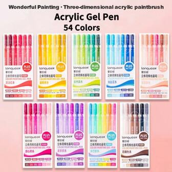 54/12/6 Colors Languo 3D Acrylic Paint Markers Pens Acrylic Gel Pen 1.0mm For Rock Ceramic Glass Wood Drawing Writing Art Supplies