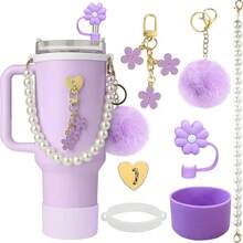 兼容 马克杯配件套装、40 盎司马克杯配件、吸管盖配件和保温马克杯配件，让您的马克杯更加美观，是送给女性的独特礼物。 - 彩色 - 查看 15