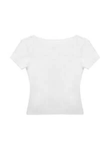 Petite Sweet 褶皱裹身设计不对称短款短袖 T 恤，夏季