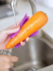 1pc Multifunctional Silicone Fruit And Vegetable Cleaning Brush, Bendable, Food Safe Kitchen Tool, Suitable For Apples, Cucumbers, Etc., Portable And Easy To Clean, Kitchen Cleaning Tools