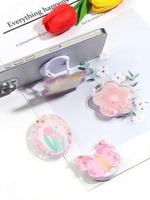 Universal Mobile Phone Push-Pull Bracket Invisible Folding Creative Flow Bead Butterfly Phone Bracket Adhesive Backing Compatible With IPhone, Android Phone, Gift For Birthday, Family, Friends Push-Pull Phone Grip, Phone Holder, Phone Accessories - Multicolor - View 1