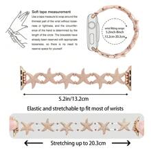 1pc Gold Women's Fashionable&Simple Starfish Zinc Alloy Metal Elastic Bracelet Strap Is Compatible With Apple Watch Band 38/40/41/42/44/45/49mm, Compatible With Apple Watch Ultra2/SE/9/8/7/6/5/4/3/2/1Series, Ocean Style Women Watchbands, Fine Women Fashion Watch Accessories, Smart Watch Strap/Band, Unique Personalized And Style Strap, Valentine's Day Mother's Day Gift