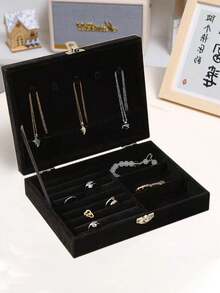 1pc Velvet Jewelry Box, Large Capacity Jewelry Storage Box, Jewelry Display Tray For Necklace, Earring, Bracelet, Simple Jewelry Organizer With Anti-Dust And Anti-Oxidation Function, Compact Jewelry Box For Travel, Suitable For Earrings, Necklaces, Rings, Elegant Gift For Women, Girlfriend, Valentine's Day, Halloween, New Year Jewelry Holder For Rings For Bracelet Jewelry Accessory Jewelry Storage Bag Birthday Gift Mom Gifts - Multicolor - View 12