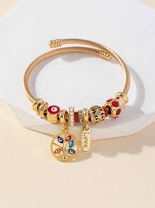 1 buc. Ochi ai diavolului și Arborele vieții și Ruj Breloc Brățară reglabilă din oțel inoxidabil, potrivită pentru femei, petrecere, bijuterii, cadou pentru Îndrăgostiți, mame, mame, ziua mamei, cadou.