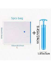 6 Stücke transparente verstärkte Vakuum-Kompressionsbeutel mit Vakuumpumpen Handpumpe - Transparent - Übersicht 2