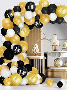89pcs Black Gold 18th 30th 40th 50th 60th 70th Number Latex Balloons Chain Birthday Balloon Arch Birthday Party Decorations Adult