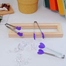 3pcs Mini Dessert Tongs Stainless Steel Ice Tongs, Heart-Shaped/Glove/Palm-Shaped Non-Slip Silicone High-Temperature Resistant Kitchen Food Tongs, Stainless Steel Food Tongs Bread Tongs Barbecue Tongs Anti-Scalding Barbecue Tongs, Candy Tongs/Cookie Tongs/Pastry Tongs/Snack Tongs/Ice Tongs/Salad Tongs/Fruit Tongs/ Heat-Resistant Tongs For Cooking/ Kitchen Tongs, Essential Kitchen Tools