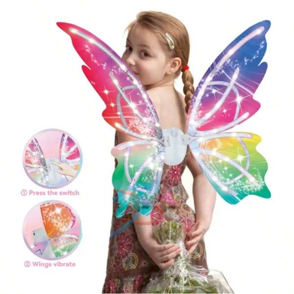 Alas de hada con iluminación eléctrica, disfraz de niña mariposa, disfraz de rol para niños, decoración de fiesta, accesorio de disfraz para niños, regalo de Halloween y Navidad