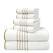 MIDENSI Juego de 6 toallas súper suaves MidEnsi - Secado rápido, toallas de baño y de mano ultra absorbentes, diseño a rayas, adecuado para uso en el hogar, hotel y spa, decoración de baño, decoración de otoño, regreso a la escuela, para salón de belleza, hogar y baño