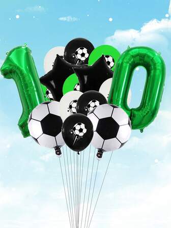 Set de 15 globos con números de fútbol, con un globo grande de 32 pulgadas con el número 1 y 14 globos de 12 pulgadas con los números del 1 al 14, decoración para fiesta de cumpleaños o temática de fútbol, Navidad