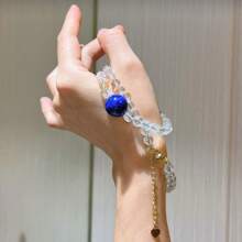 Collar gargantilla diseño de cuentas de cristal blanco natural de 6mm y cuentas de lapislázuli natural de 12mm, elegante y lujoso collar de uso diario para mujeres, adecuado como regalo para el Día de San Valentín, Día de la Madre, Graduación