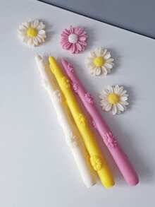 1pc Daisy Candle Mold, Silicone | European Stripe Long Handle Design | Easy Release Multi-Material Compatible | DIY Scented Candle & Home Decor Essential | Romantic Handmade Gift For Valentine's Day Or Mother's Day - White - View 7