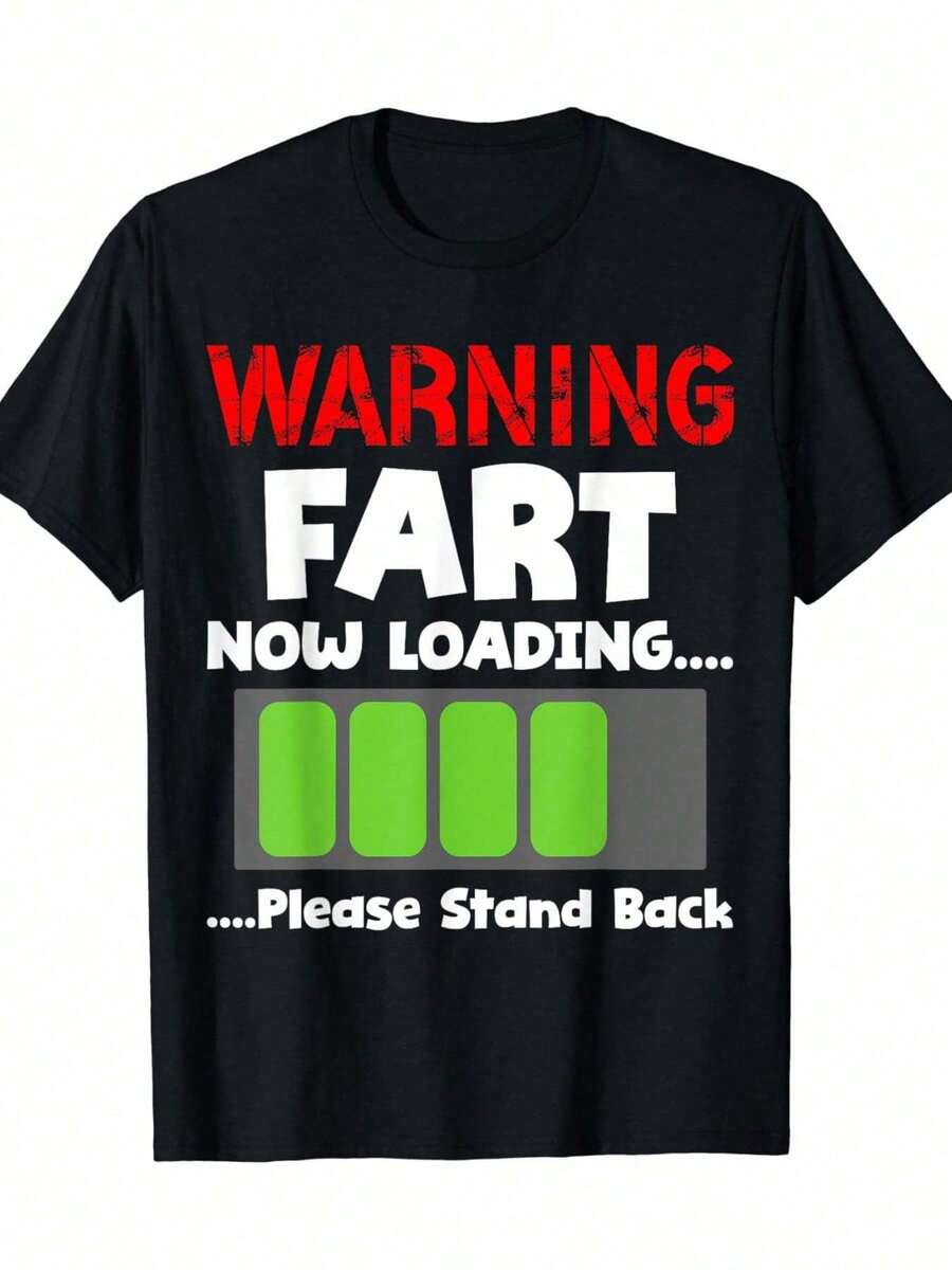 Funny Fart T-Shirt Cotton Funny Warning Fart Graphic T-Shirt - Casual Style Crew Neck Tee - Adult Humor Apparel - Durable Print - Cute T Shirts - màu đen - Xem 1