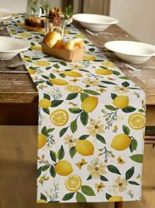 1pc Summer Lemon Flower, Sunflower Print Tablecloth, Kitchen, Dining Room Decor, Holiday Decor, Family Party Decor, Home Decor, Scene Decor, Outdoor Dining Table, Coffee Table Decor