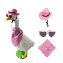 3pcs Western Cowboy Porch Goose Outfits For 23"/ 17'' Lawn Cement Goose Statue Clothes Cowboy Hat Sunglasses With Bandana Scarf