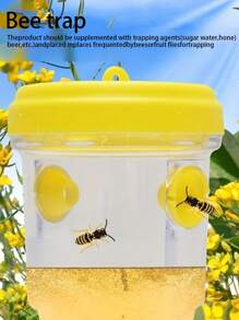 Trampa transparente de plástico para insectos exterior con tapa amarilla - No requiere energía, puede atrapar eficazmente moscas de la fruta, avispas y áfidos, diseño transparente para un fácil seguimiento, trampa para insectos voladores