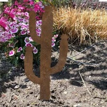 1 Stück rostiges Metall Kaktus Kaktus Gartenkunst - Vintage Wüstengarten Stecker für Outdoor-Dekoration, perfekt für Blumentöpfe, Wiesen, Rasenflächen und Muttertagsgeschenke, Kaktus-Dekoration