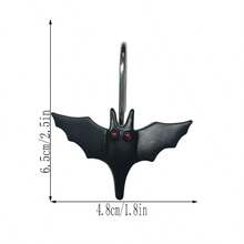 12pcs/Box Black Bat Shower Curtain Hooks, Rust-Proof Curtain Hooks For Bathroom Bedroom Decor Bathroom Decor Fall Decor Bathroom Accessories Back To School - Bat - View 2