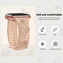 Silikon Armband mit Blumengravur kompatibel mit 44mm 42mm 41mm 40mm 45mm 49mm Series 9 8 7 SE 6 5 4, Ultra weich, langanhaltend, Modezubehör